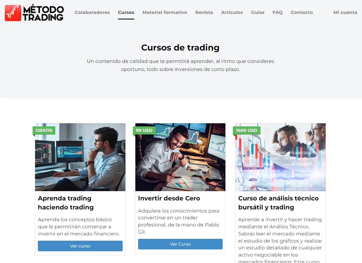 método trading: cursos de trading pagos